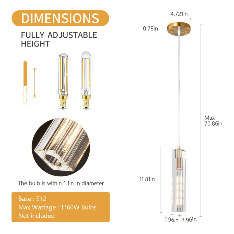 Mercer41 Naftuli 1 Light Gold Simple Pendant Ceiling Hanging